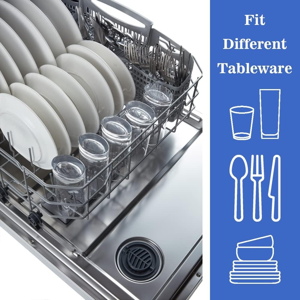 Dishwasher, Kalamera 24 inch Built in Dishwasher with 12/14 Place Settings, 6 Wash Cycles and 4 Temperature + Sanitized Option, Energy Save with Low Water Consumption and Quiet Operation - White