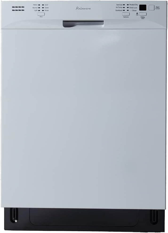 Dishwasher, Kalamera 24 inch Built in Dishwasher with 12/14 Place Settings, 6 Wash Cycles and 4 Temperature + Sanitized Option, Energy Save with Low Water Consumption and Quiet Operation - White