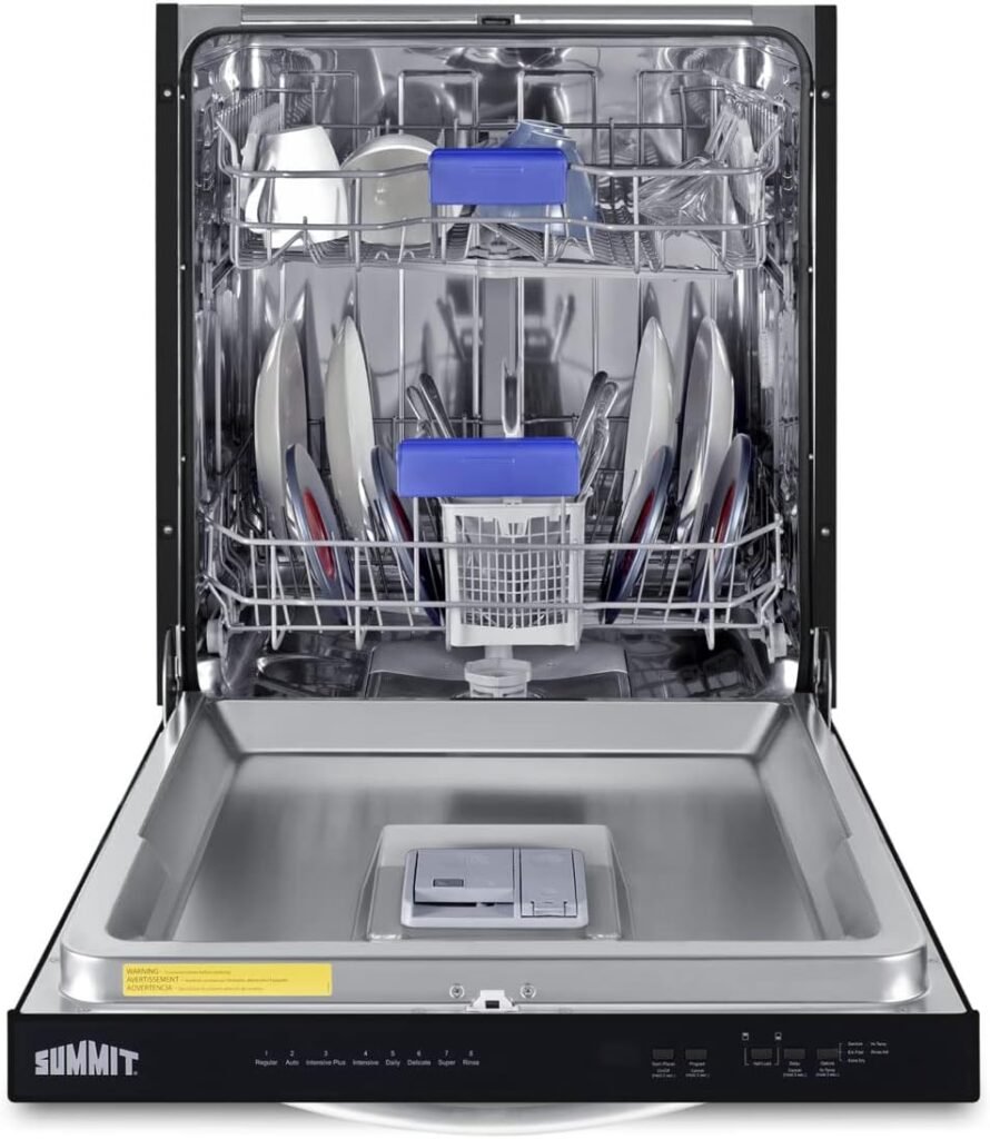 Summit Appliance DW243BADA 24 Wide Built-In Dishwasher, Black, ADA Compliant, Quite Performance, Touch Controls, Digital Display, Top Control Panel, Stainless Steel Interior, 8 Wash Programs