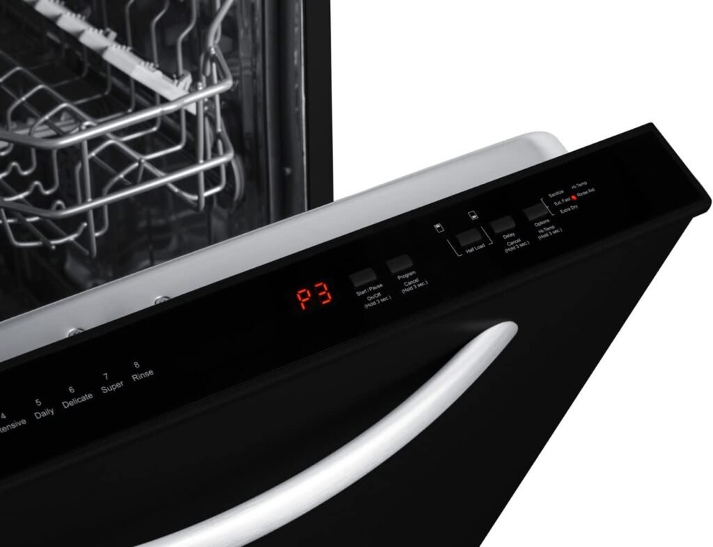 Summit Appliance DW243BADA 24 Wide Built-In Dishwasher, Black, ADA Compliant, Quite Performance, Touch Controls, Digital Display, Top Control Panel, Stainless Steel Interior, 8 Wash Programs